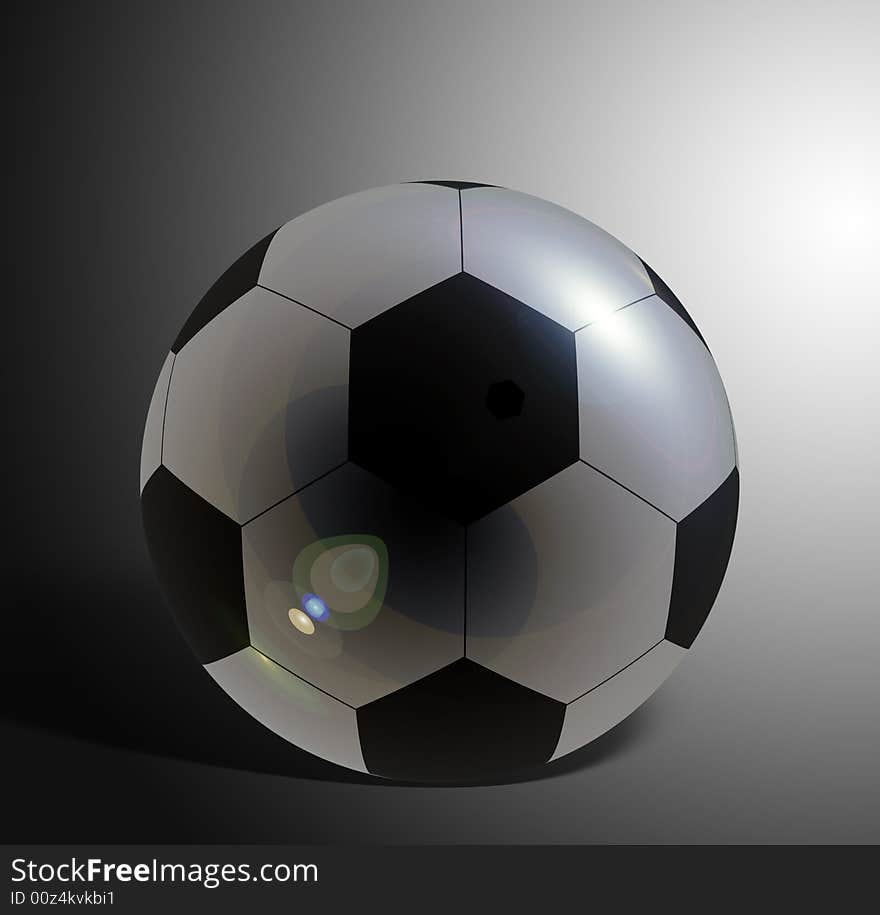 White and black football ball, white background