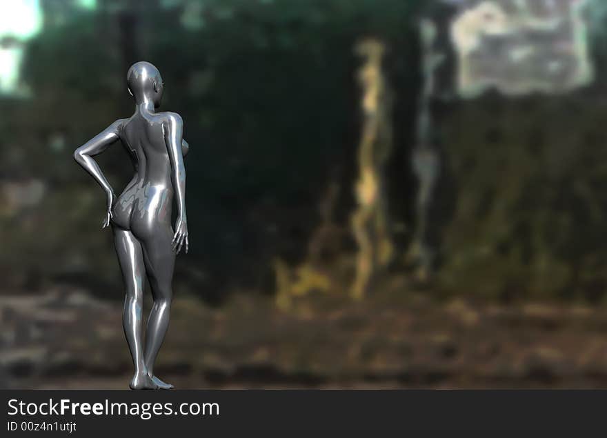 3d metal model of woman body. 3d metal model of woman body