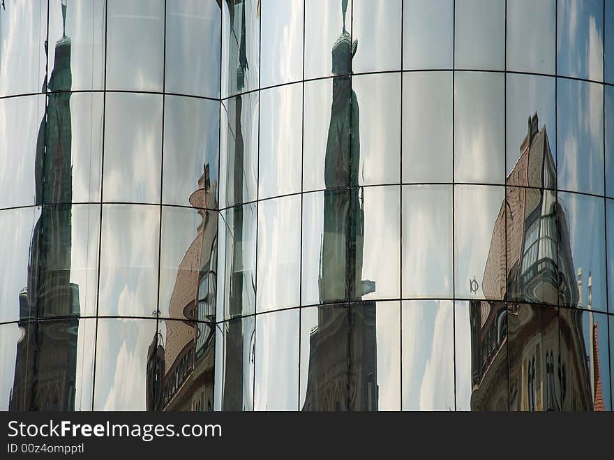 Towers in window