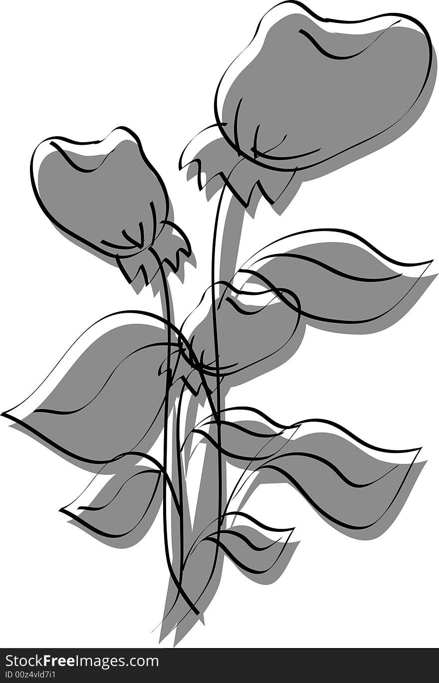 Silhouette illustration of rose buds