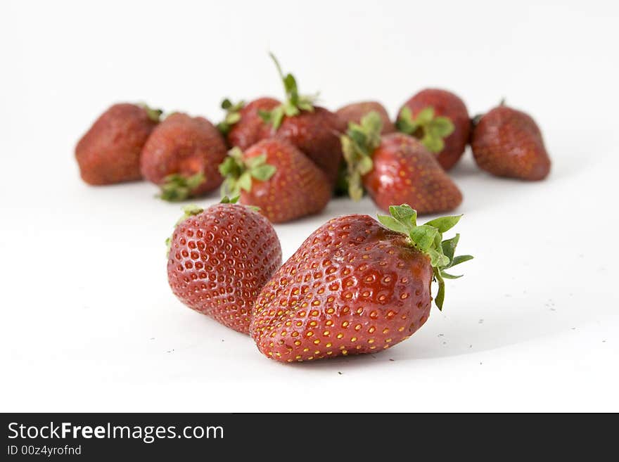 Some strawberries isolated on white