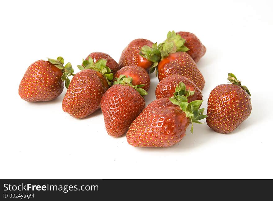 Some strawberries isolated on white