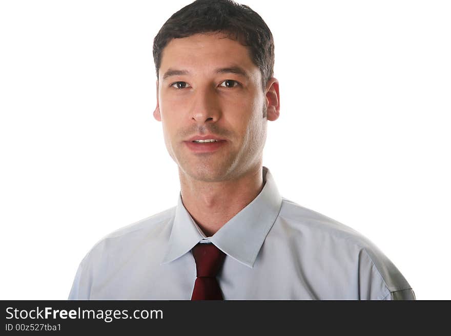 Portrait of a young businessman white isolated. Portrait of a young businessman white isolated