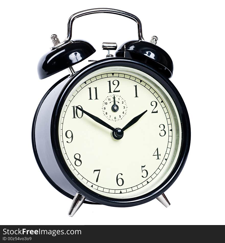 Old-fashioned alarm clock isolated on white background [with clipping path]