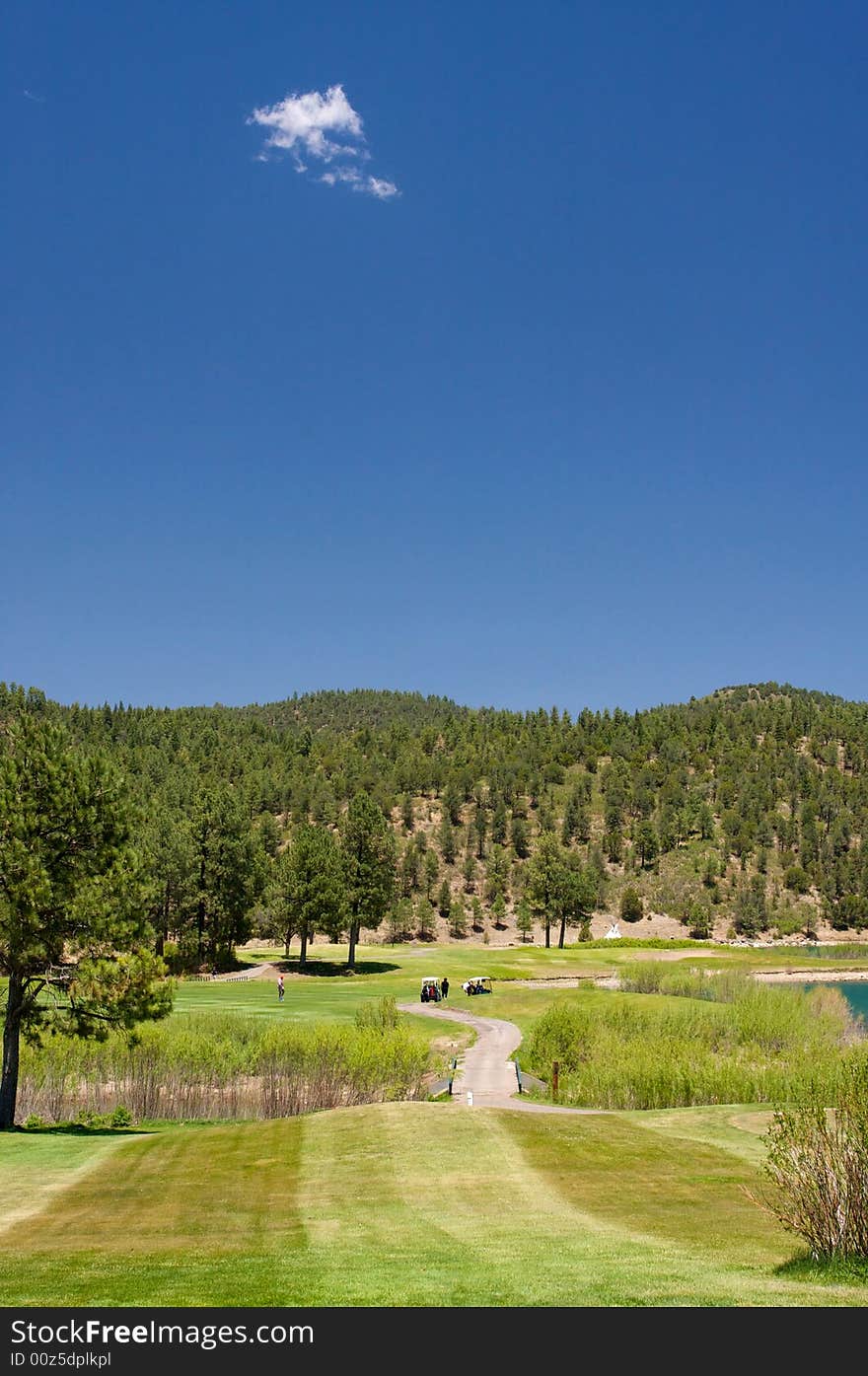 An image of  an Arizona golf course on a bright summer day. An image of  an Arizona golf course on a bright summer day