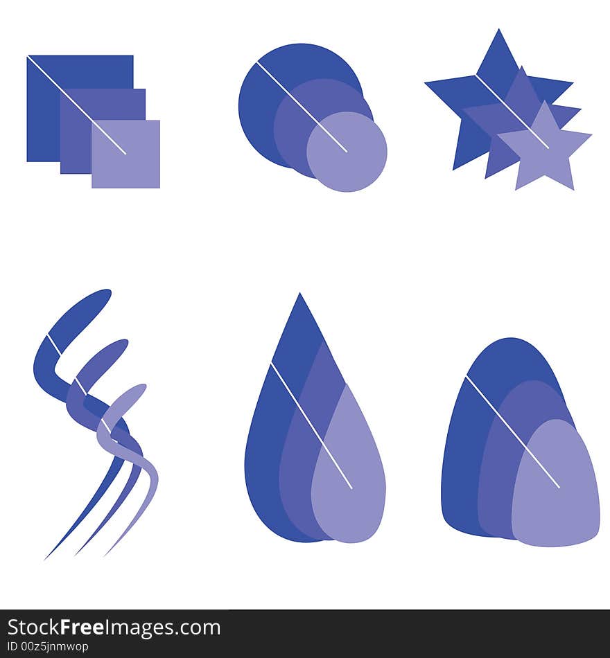 Vector illustration set of logos in different shades of blue. Vector illustration set of logos in different shades of blue