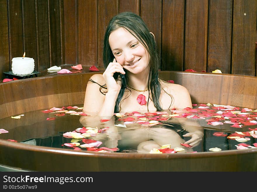 Girl Happily Talking On The Phone - Horizontal