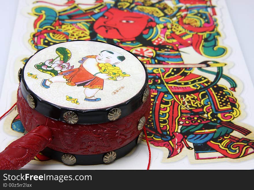 Toy drum and chinese painting from China.