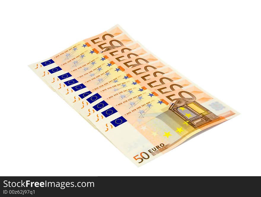 Euro banknotes close up, isolated