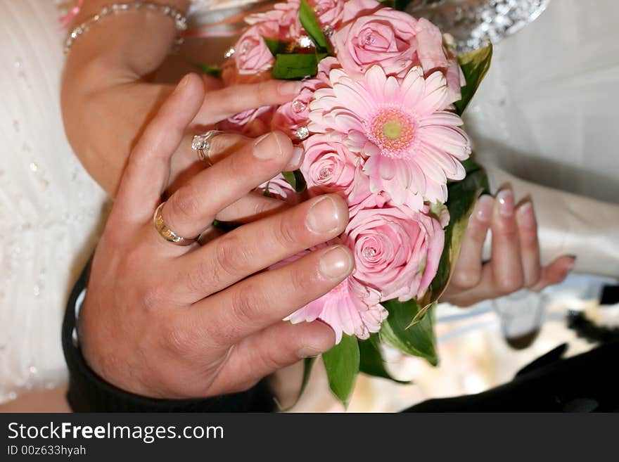 Wedding reings on a newly married couple at the reception. Wedding reings on a newly married couple at the reception