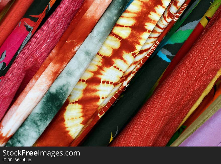 hype rolls of textiles at the market