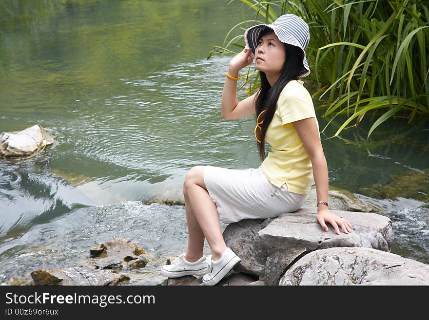 Girl And River