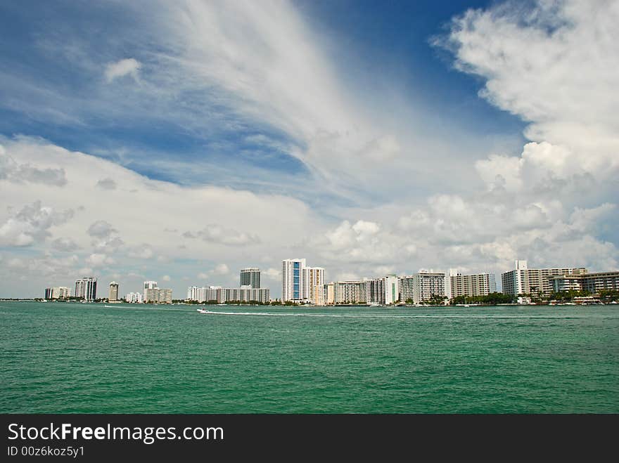 Skyline of Miami on a sunny day. Skyline of Miami on a sunny day