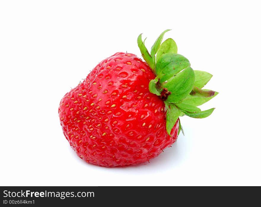 Delicious ripe strawberry on a white background.