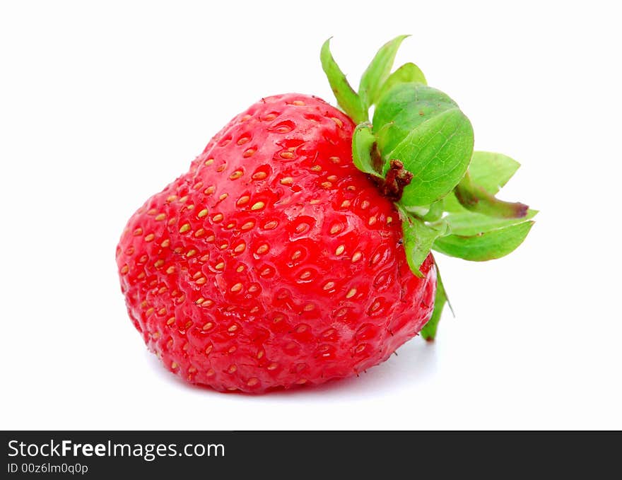 Delicious ripe strawberry on a white background.