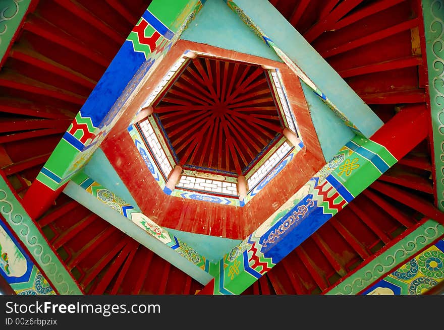 The beautiful wooden dome of a buddhist temple. The beautiful wooden dome of a buddhist temple