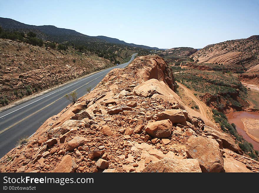 View of the road through north Arizona