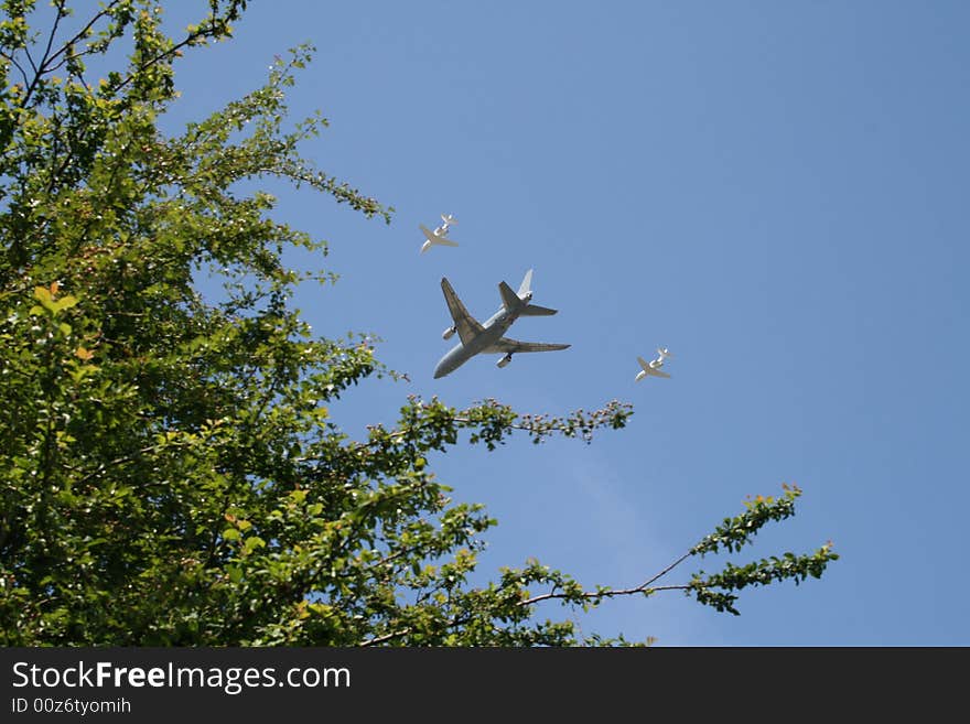 RAF fly past of three planes