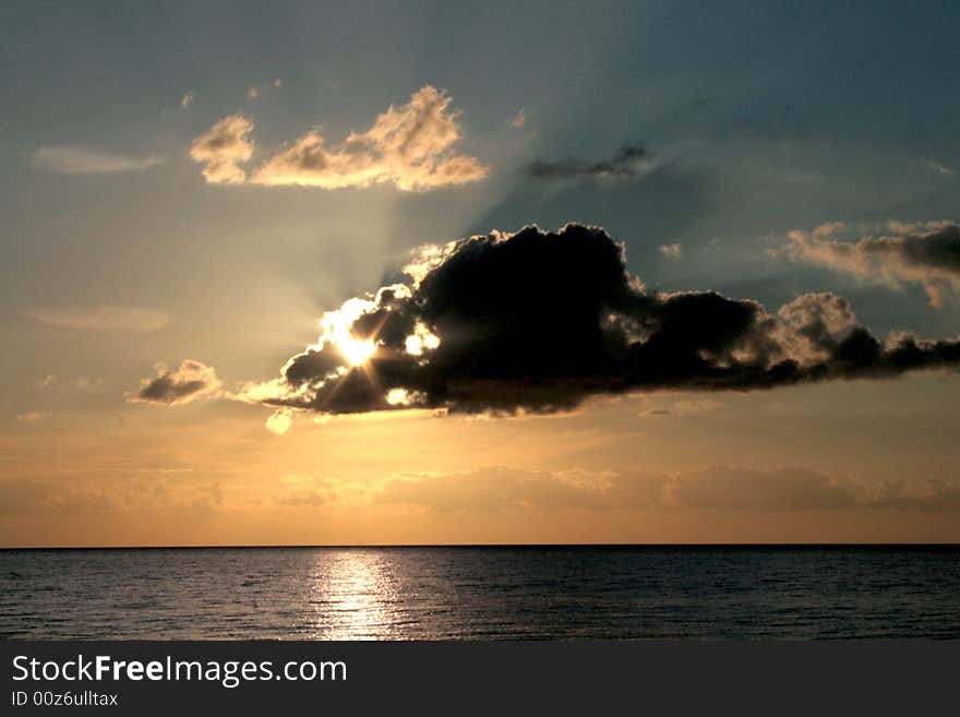 Sunset of a sun above the Baltic sea