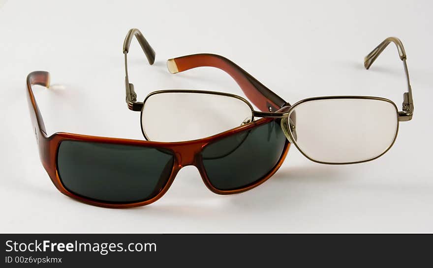 Anti-sun glasses and diopter glasses. Anti-sun glasses and diopter glasses