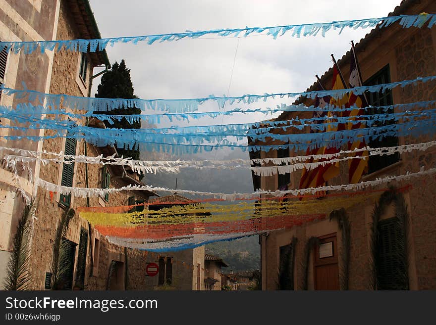 Streets decoration in a village in a mountains