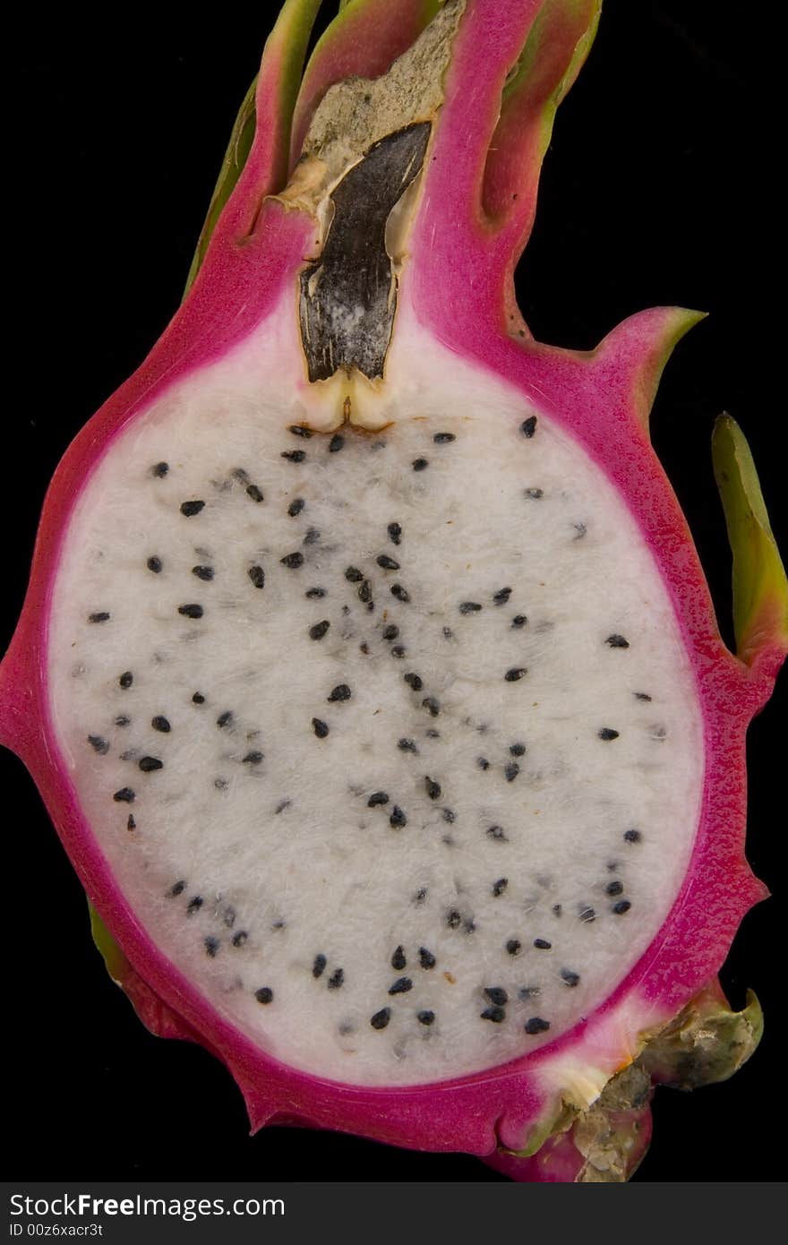 Dragon Fruit cut in half showing seeds...