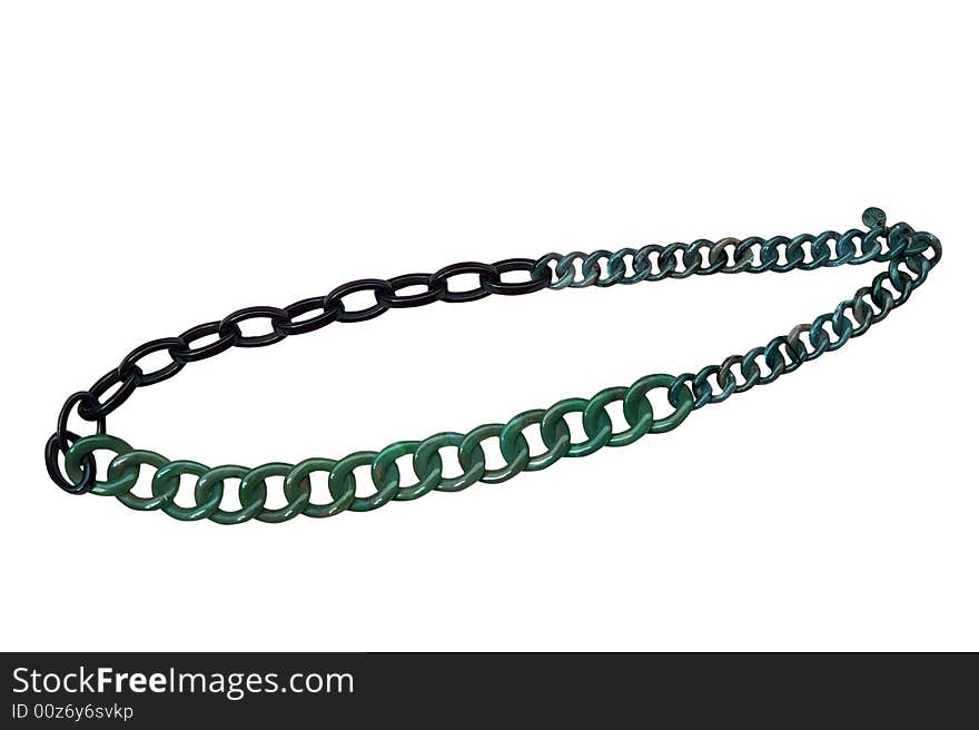 Green necklace isolated with white background