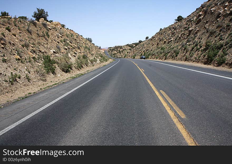 View of the road through Road through north Arizona