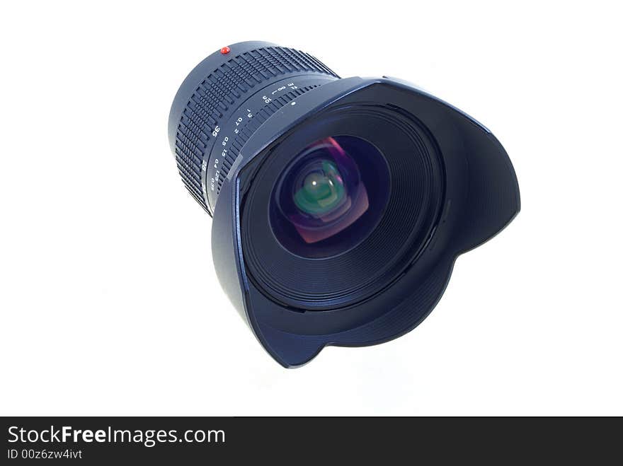 A wide angle lens with big lens hood