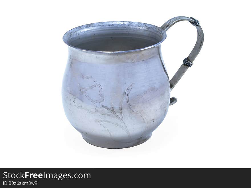 Ancient silver jug, decorated a pattern