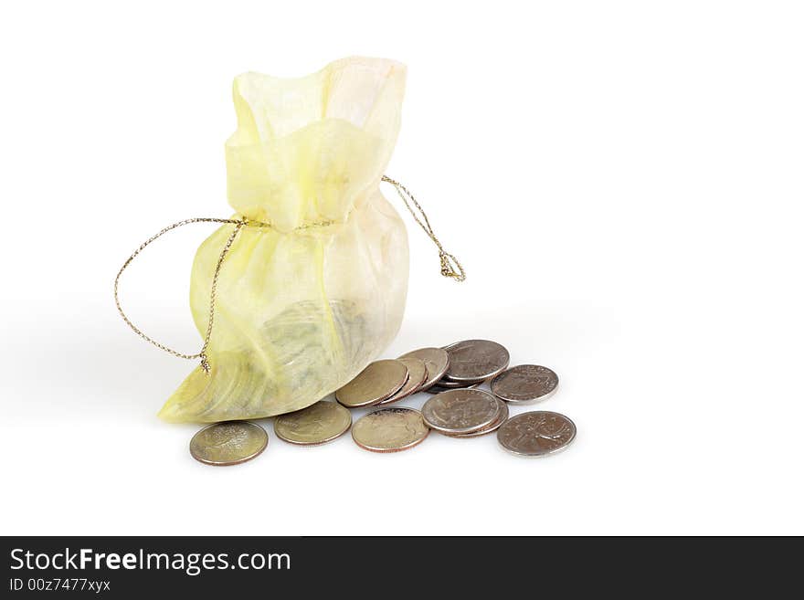 Coins in Gold Bag