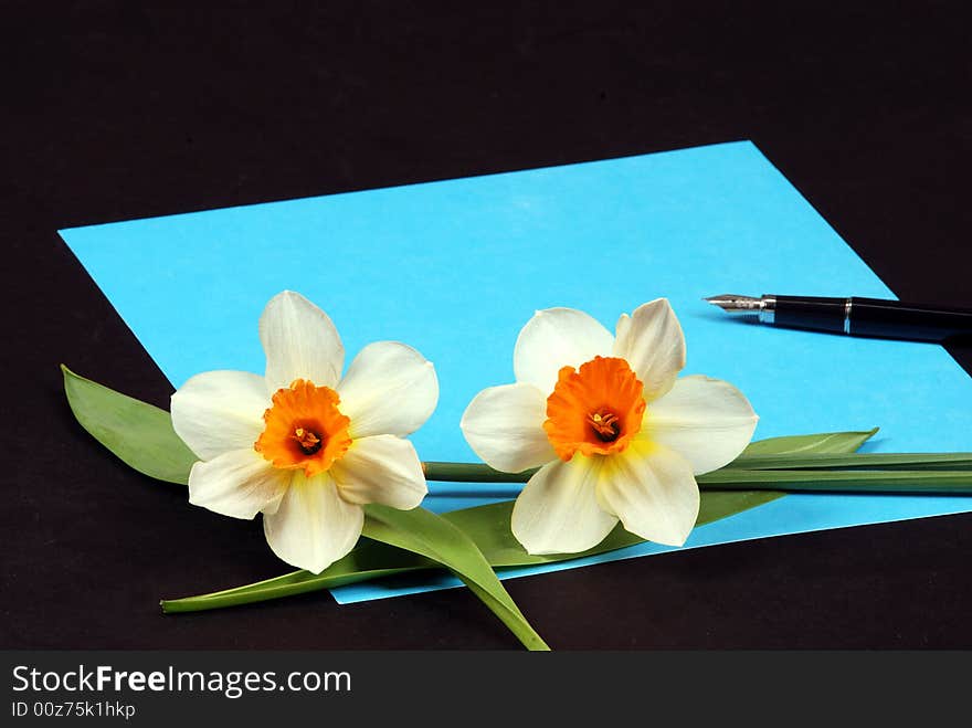 Love letter background with flowers - blank piece of paper with place for additional text or logo. Love letter background with flowers - blank piece of paper with place for additional text or logo