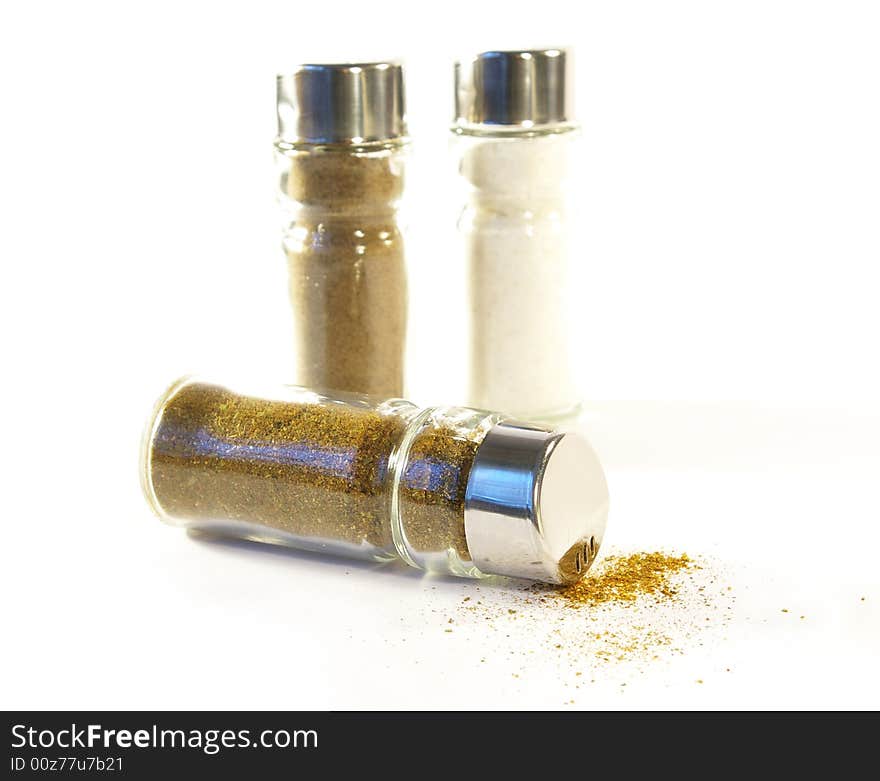 Salt and pepper shakers isolated