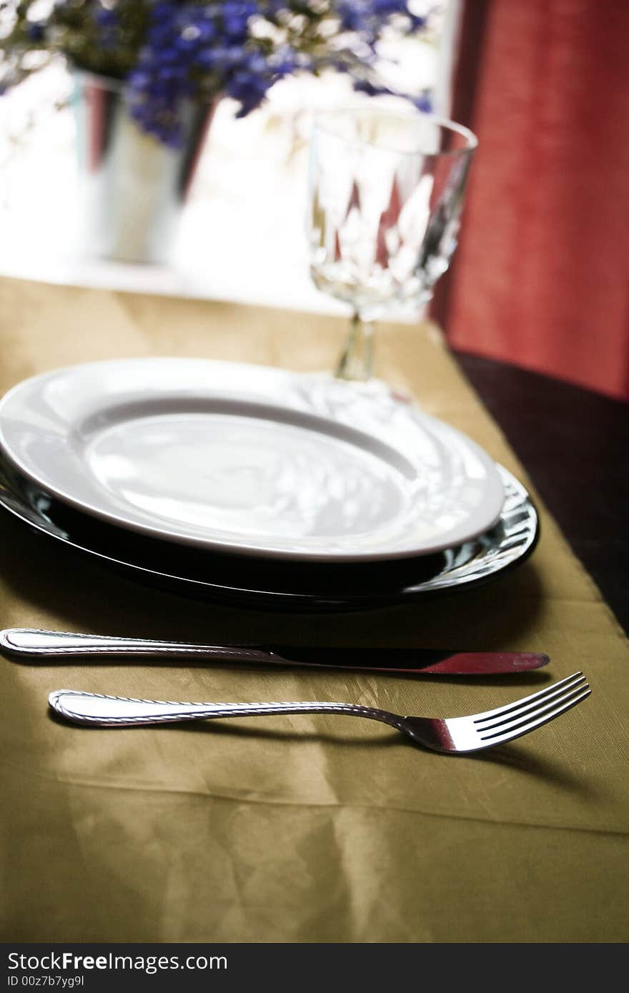 A table set for a quiet meal. A table set for a quiet meal