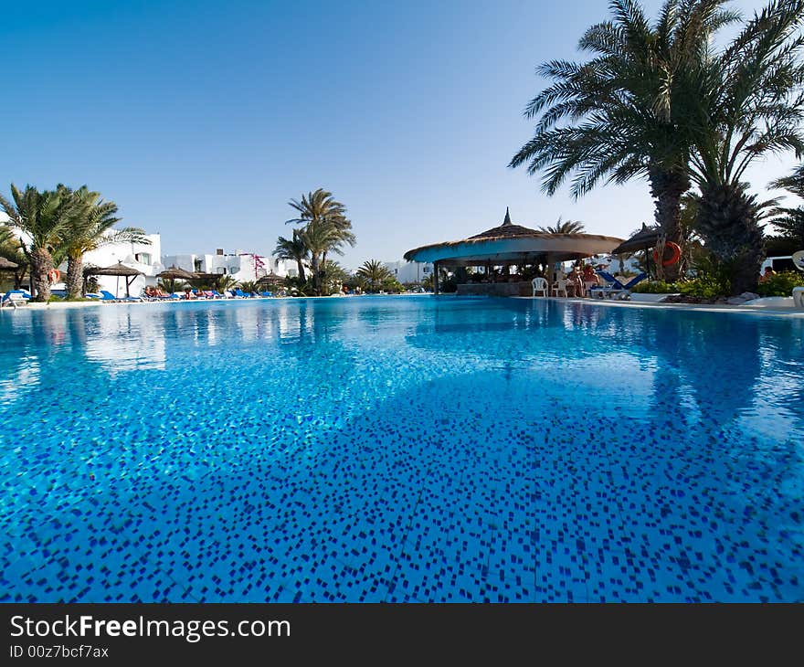 Blue Swimming Pool in the Hotel