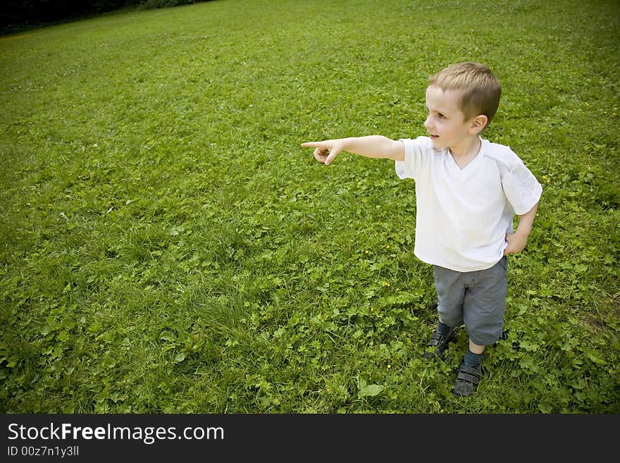 Boy Pointing At The Sky