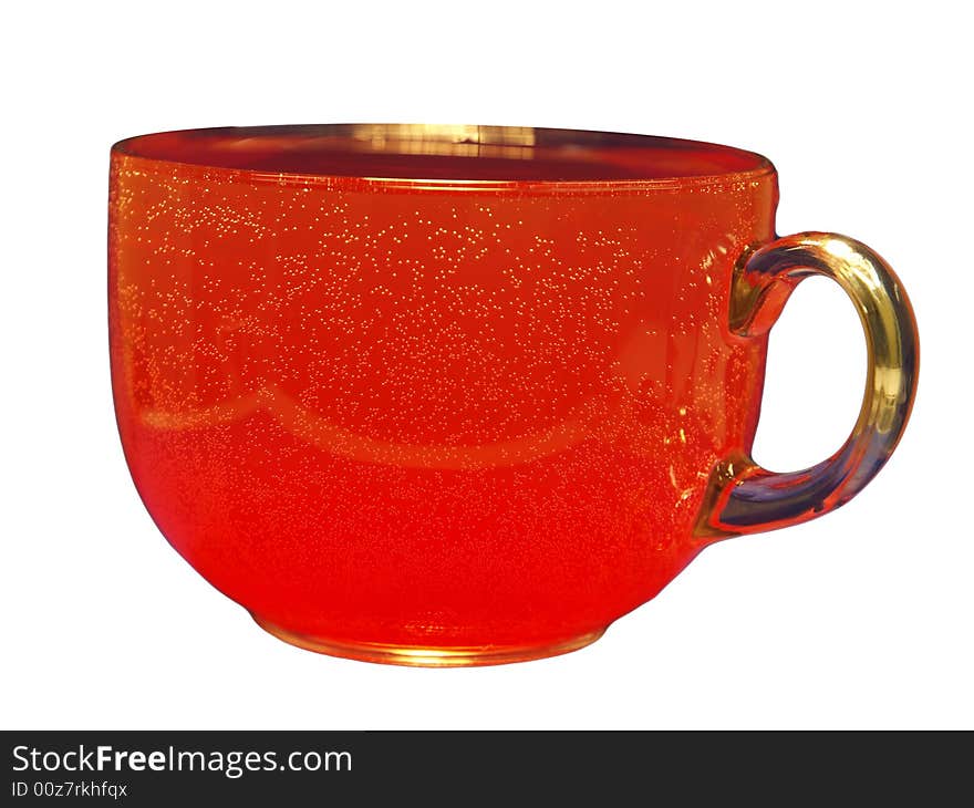 Red liquid in glass cup on  white background. Red liquid in glass cup on  white background