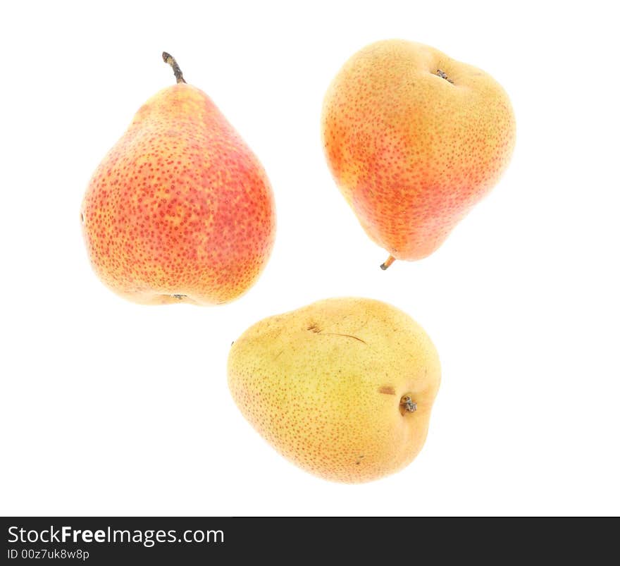 Three pears on a white background. Three pears on a white background.