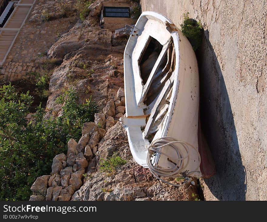 A fisching boat in the bay of cala figuera on mallorca. A fisching boat in the bay of cala figuera on mallorca