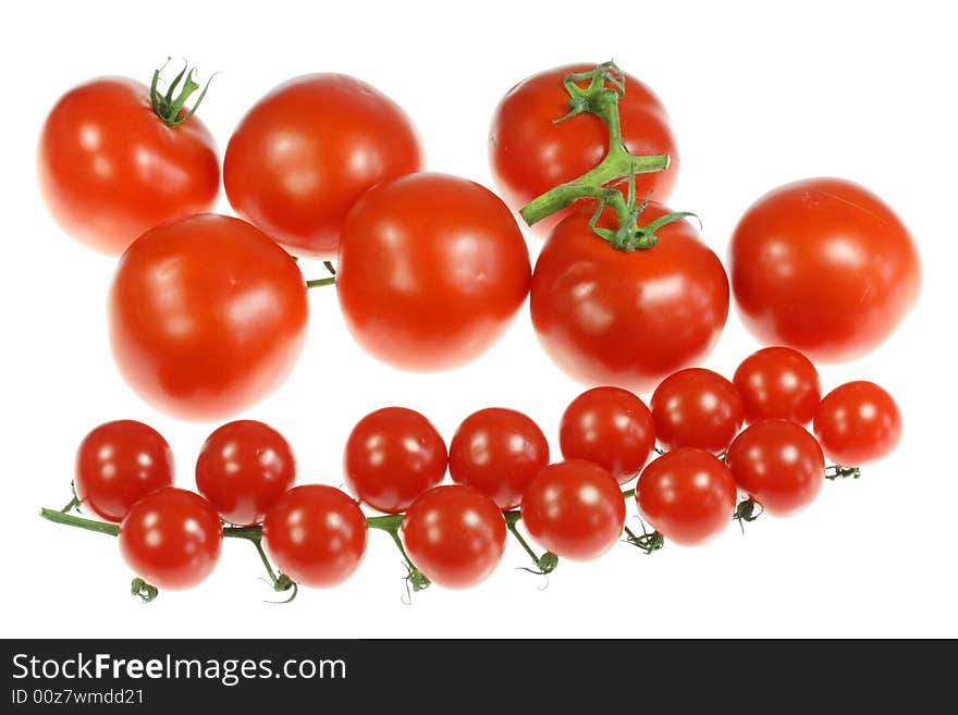 Tomatoes on white.