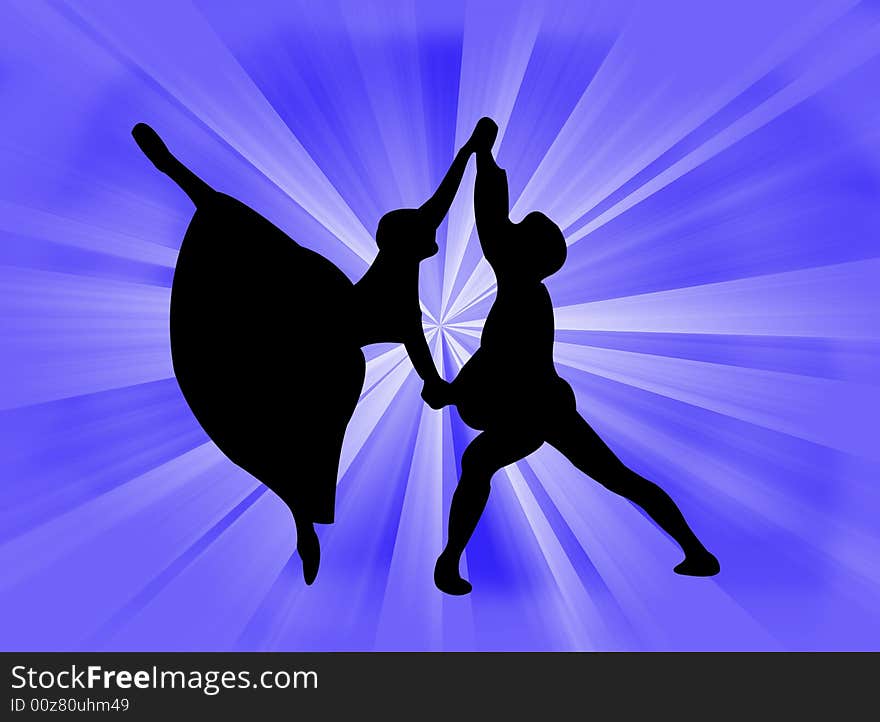 Couple dancing together on colorful background