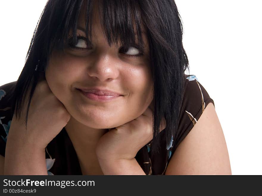 Smiling young girl on the white background. Smiling young girl on the white background