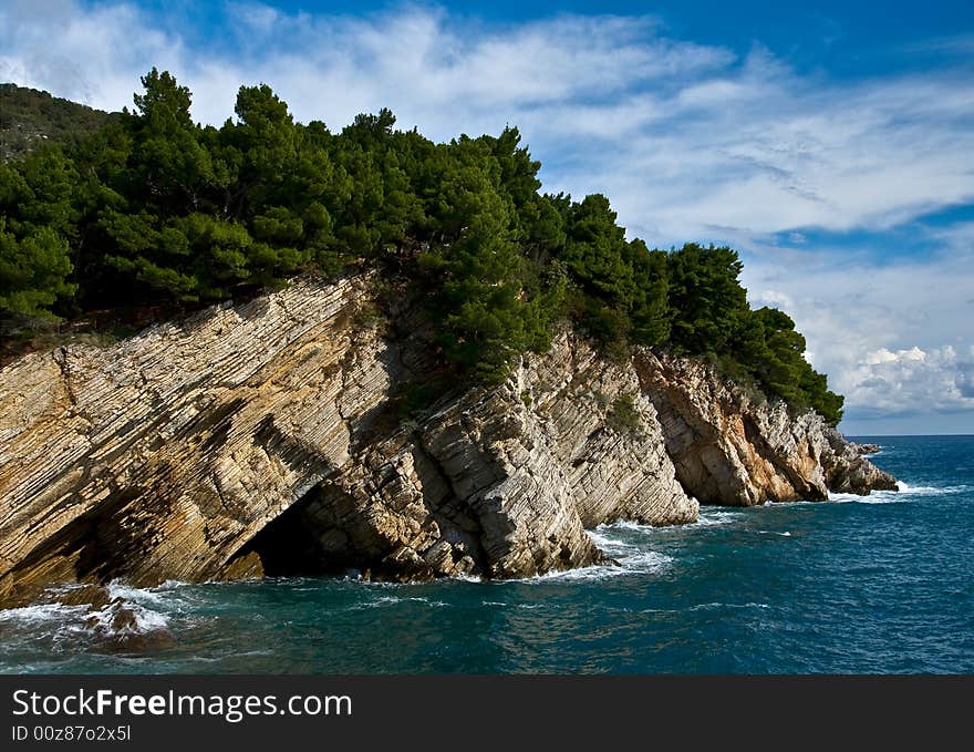 Mediterranean coastline with rock