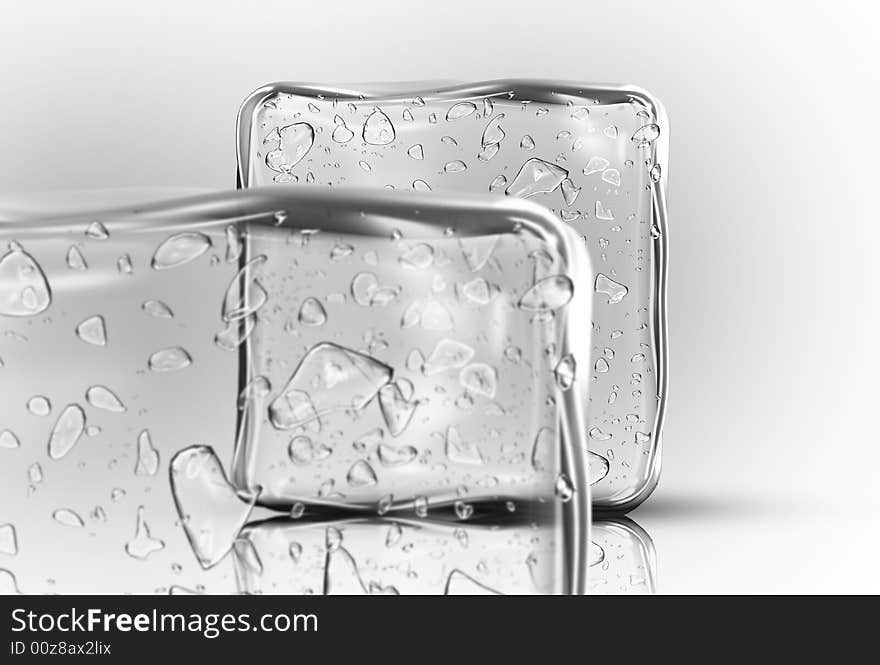 Ice cubes in white background