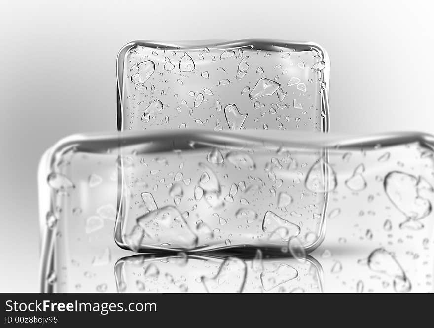 Ice cubes in white background