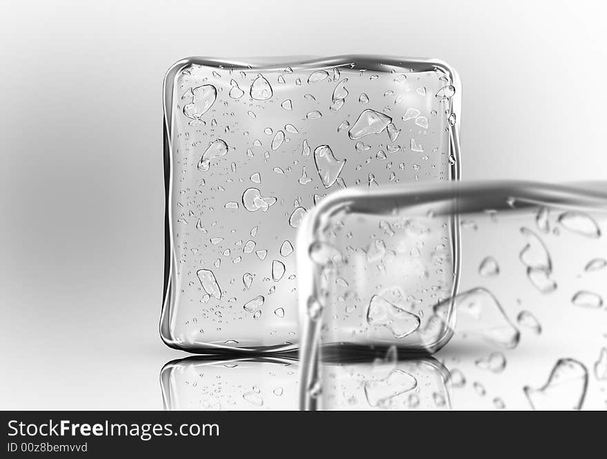 Ice cubes in white background