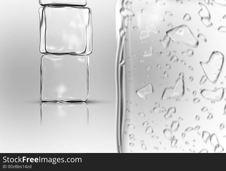 Ice cubes in white background