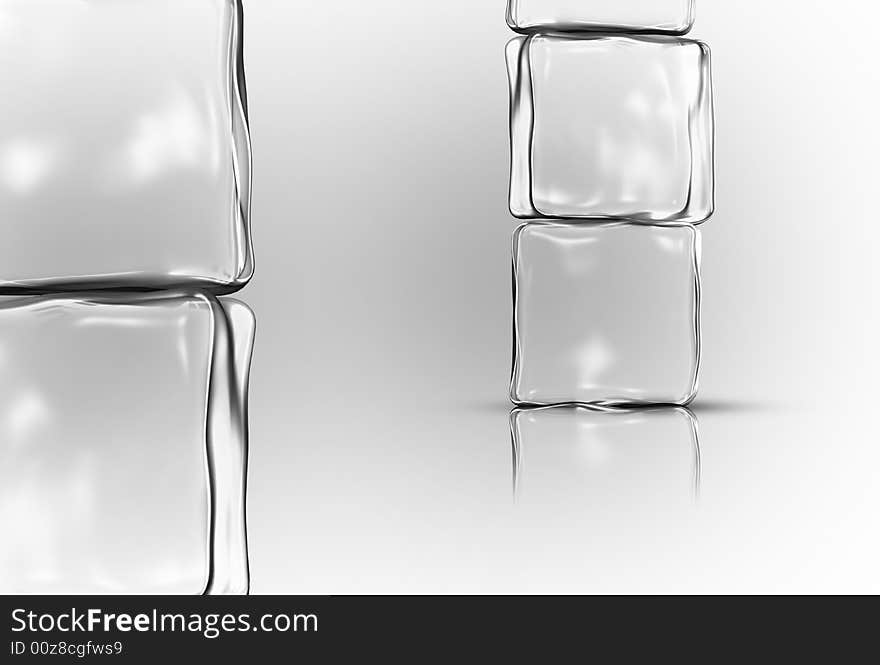 Ice cubes in white background