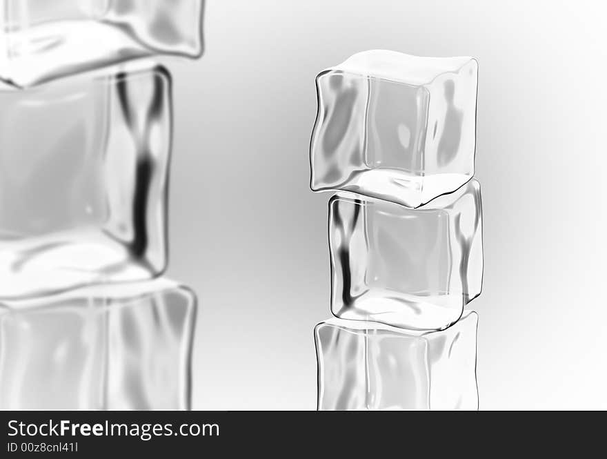 Ice cubes in white background