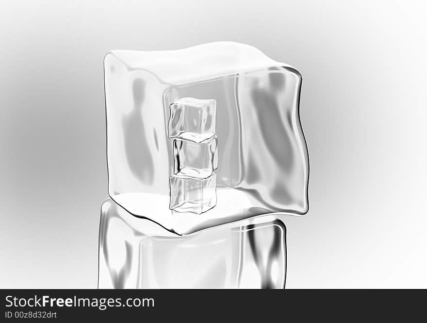 Ice cubes in white background